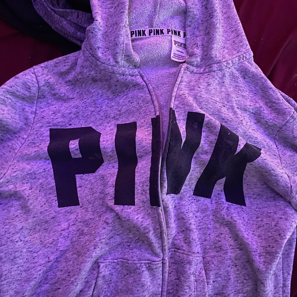 VS PINK Gray Zip Up Hoodie
